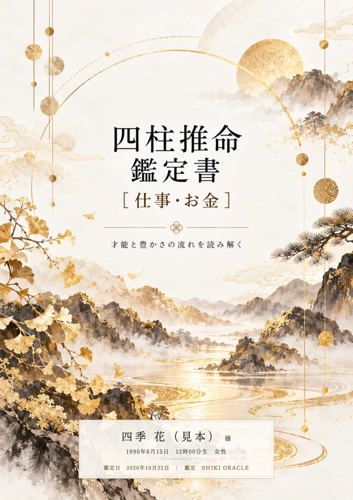 仕事・お金鑑定書の表紙見本