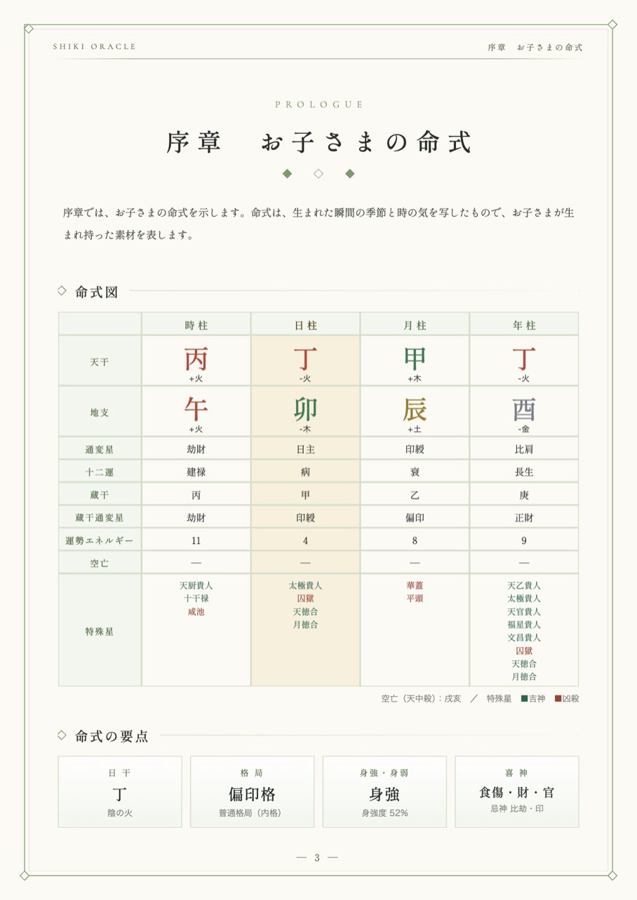 子ども鑑定書の見本